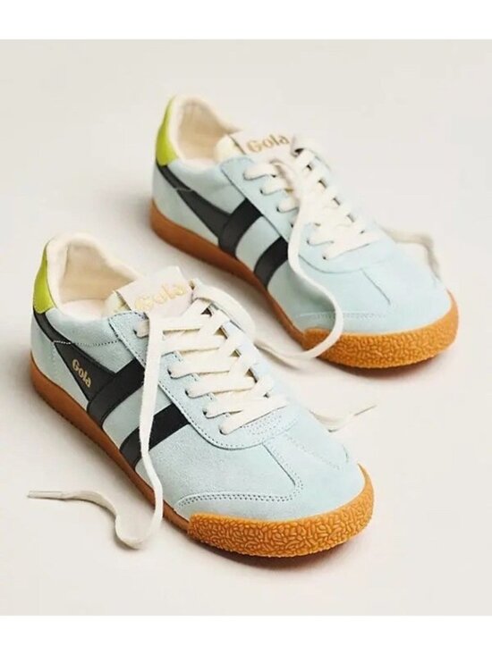 Gola Shoes - Gola Elan Suede Sneakers Surf/Black/Sulphur Womens US 7/EU 38 Lace up